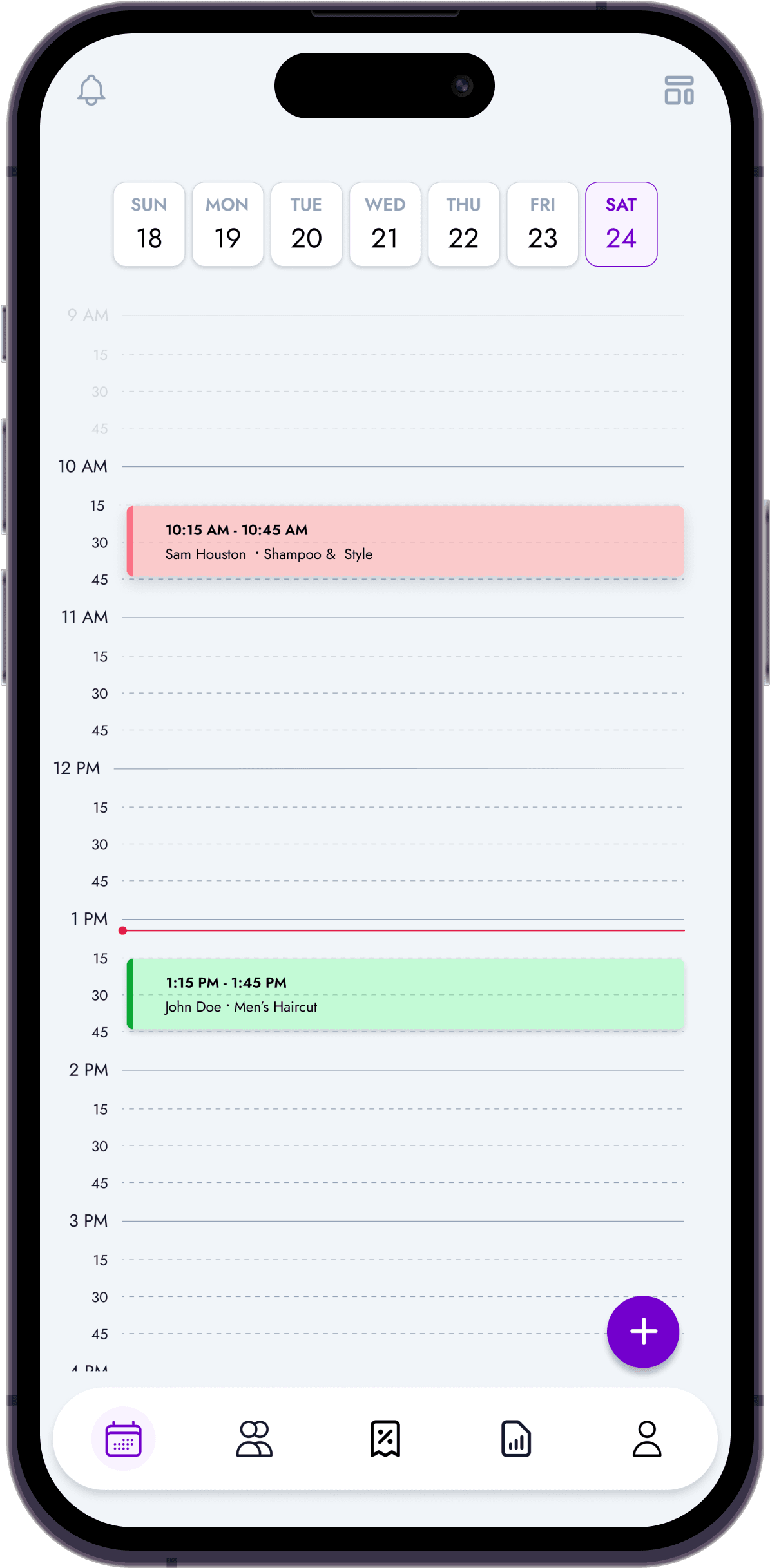 Narrua business management calendar interface